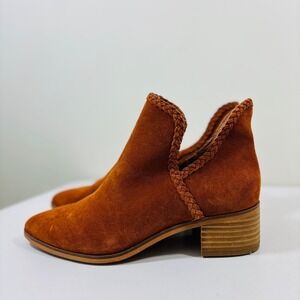 Lucky Brand Terisha Women's Suede Pointed Toe Ankle Burnt Orange Boots Size 8